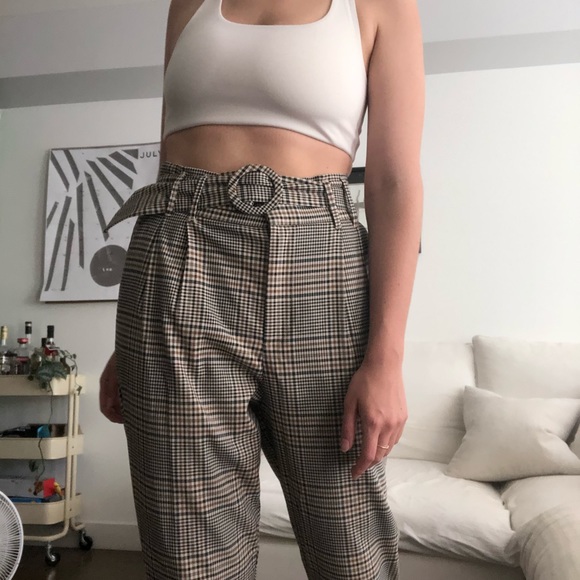 Plaid trousers with matching belt - Picture 1 of 5